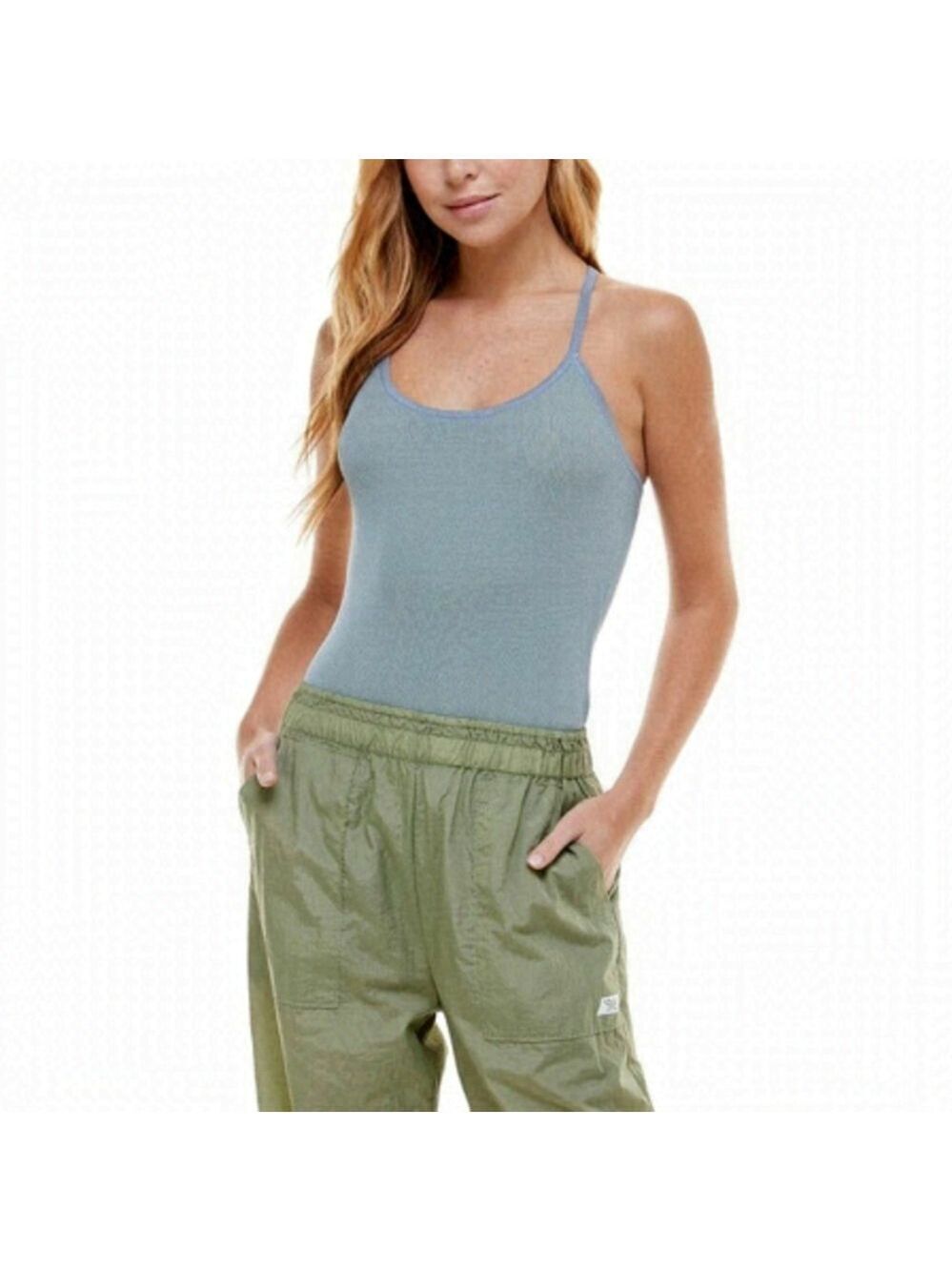 New Nordstrom WAYF | '98 Alicia T-strap Bodysuit In Oasis Blue